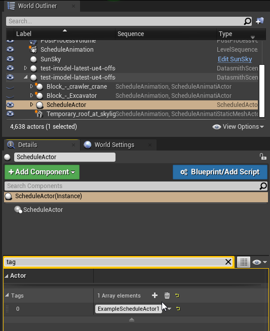 setting actor tags in the details panel