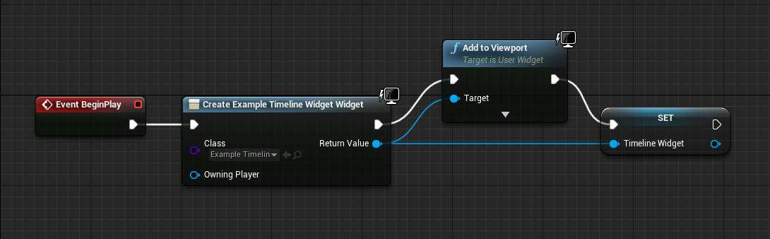 screenshot of blueprint code for ExampleHUD class